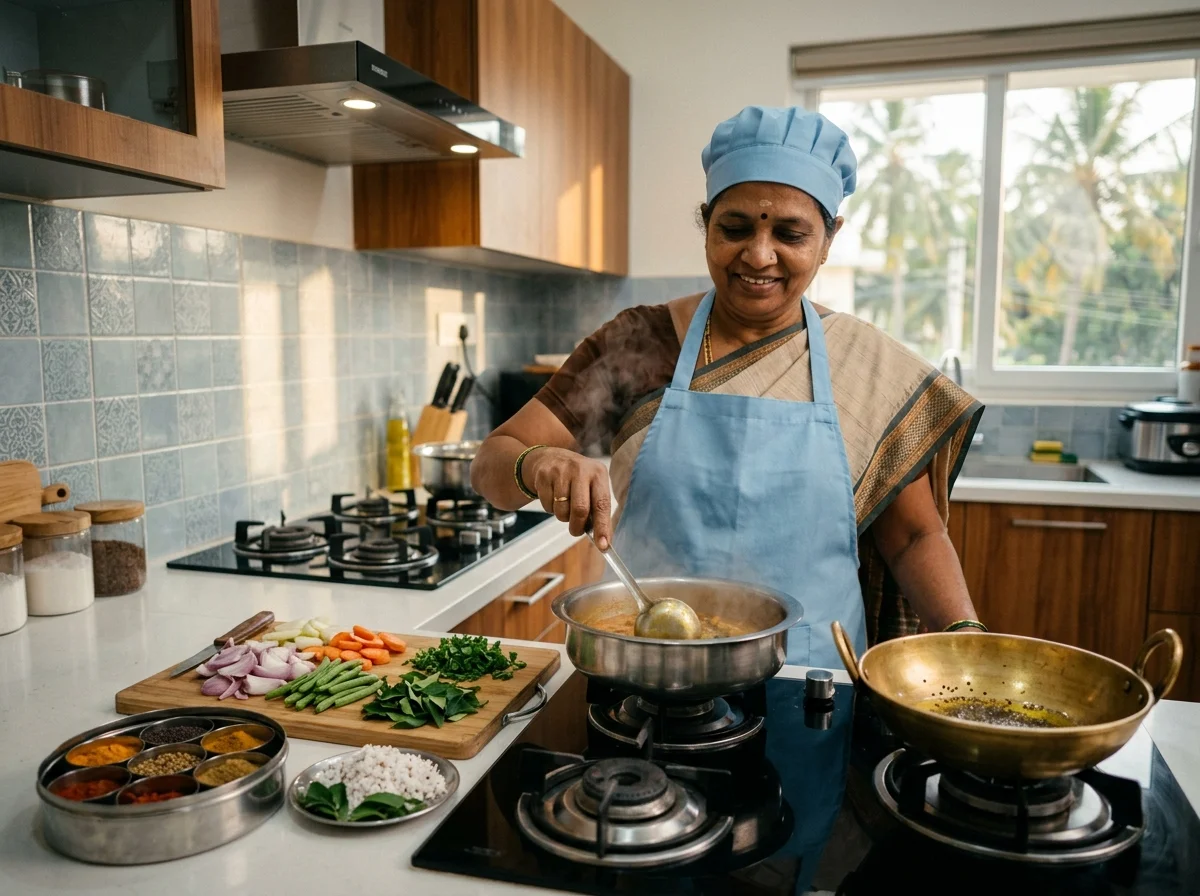 Traditional home cook preparing healthy meals in Ayanavaram, Chennai
